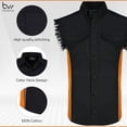 thumbnail image 3 of BIKER WEAR USA Men's Shirt Vertical Reflective Safety Lining Sleeveless Shirt with Pockets & Cut-Off Sleeves Black/Orange, 3 of 7