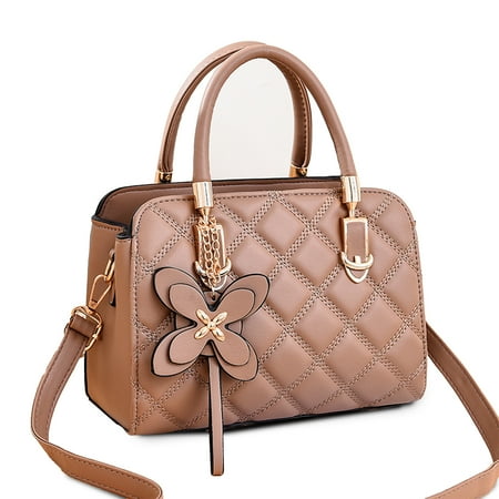 

BAGZY Women Handbags Leather Shoulder Bag Elegant Crossbody Tote Satchel for Lady with Pendant Khaki