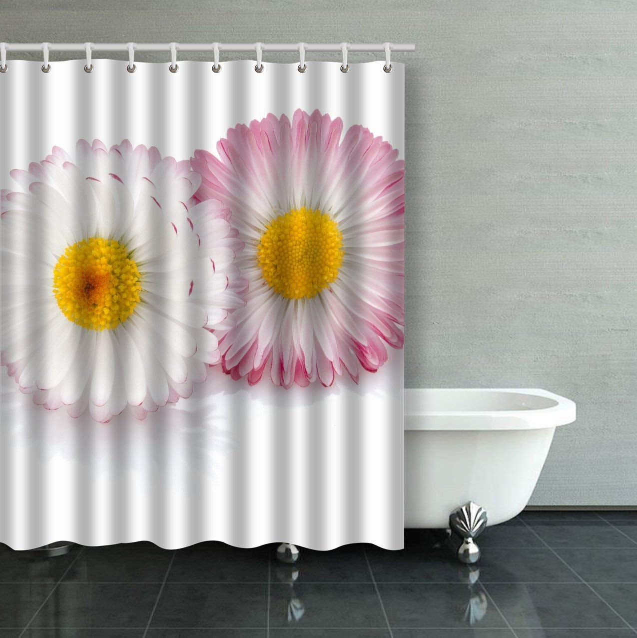 BPBOP Beautiful Daisy Flowers Shower Curtain Bathroom Curtain 60x72