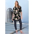 thumbnail image 5 of Roaman's Women's Plus Size Floral Y-Neck Pintuck Tunic – Adjustable Long Sleeve Button-Front, Relaxed Shirt Style, 5 of 6