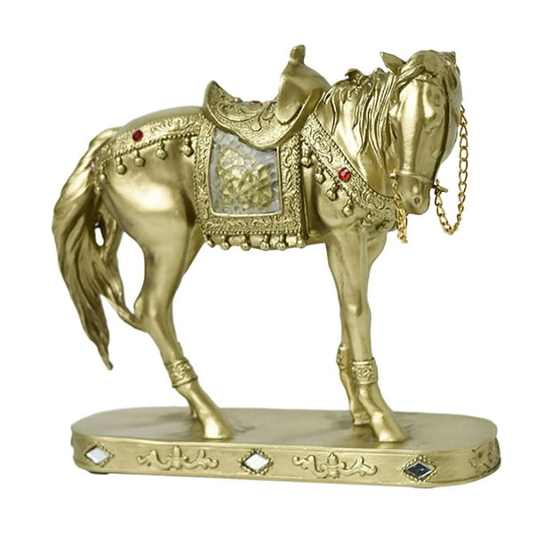 Estatua de caballo decorativa de resina, escultura de caballo, regalo, obra de arte, exhibición creativa, figura. Oro