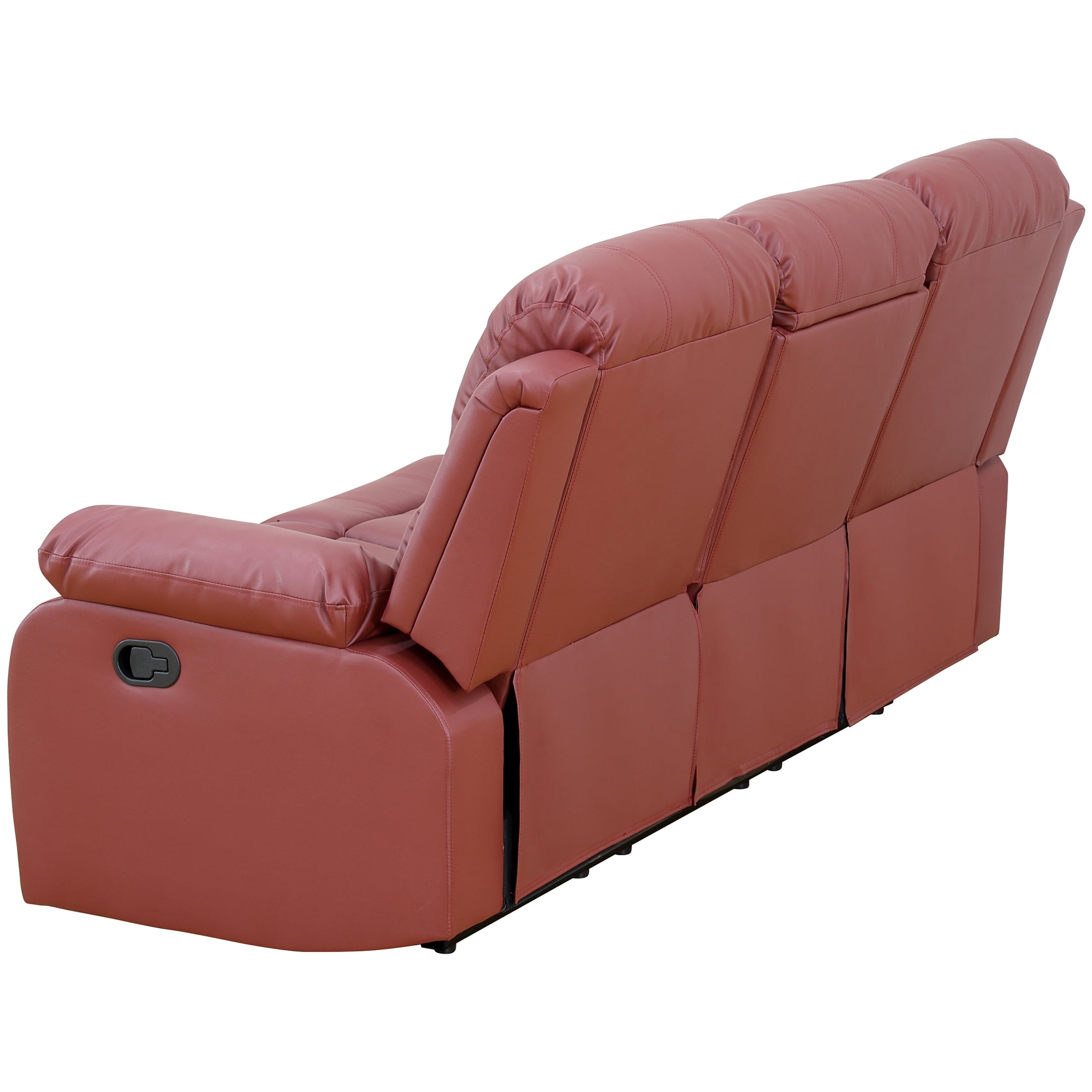 AUKFA 3 Seats Recliner Sofa Chair, Home Theater Sofa with Flipped Backrest and Cupholder, Red