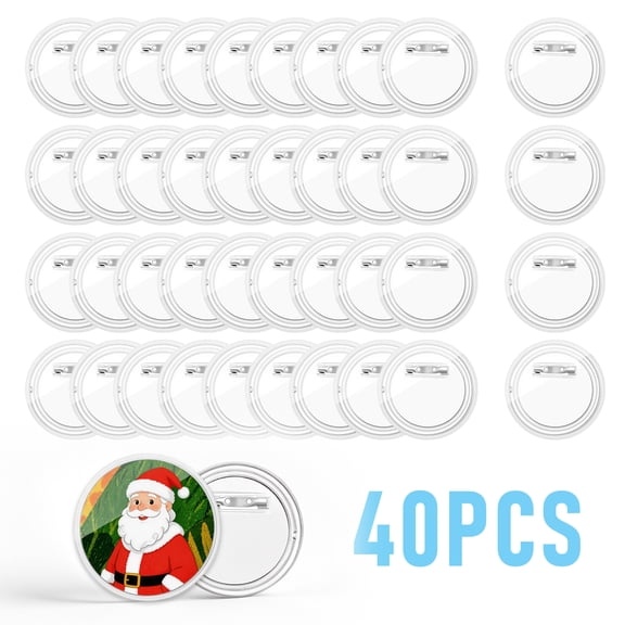 40 piece 1.7 inch Clear Acrylic Custom Pins Button Blanks with Pin Backs DIY Badge Making Supplies