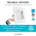thumbnail image 6 of Luxrite 4 inch Square Recessed LED Can Lights, 5 Color Selectable, Dimmable, 750 Lumens, Wet Rated, Baffle Trim 4-Pack, 6 of 7