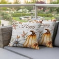 thumbnail image 3 of Outdoor Pillow Covers 18x18 Set of 2, Fall Pumpkin Waterproof Patio Throw Pillow Covers for Couch Sofa Chair, Thanksgiving Flower Leaf Farmhouse Wood Grain Decorative Pillowcases for Throw Pillows, 3 of 9