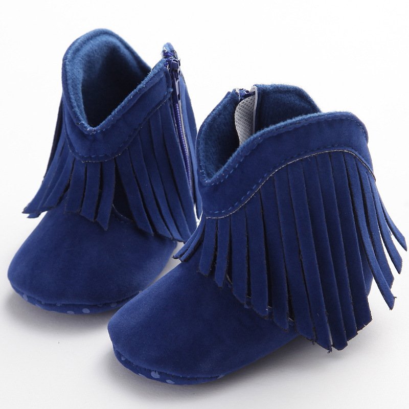 Baby Girls Cowboy Tassel Boots Side Zipper Moccasins Soft Bottom Non-Slip Toddler Shoes - image 2 of 6
