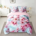 thumbnail image 2 of Feelyou 3D Japanese Blossoms Bedding Comforter Set 7pcs for Female, Blue Pink Queen Bedding Sets, Dreamy Flower Floral Reversible Queen Sheet Sets, Super Cozy Room Decor, 2 of 7