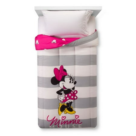 Minnie Mouse Pink And Gray Twin Comforter And Sheet Set Walmart