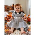 thumbnail image 4 of Cjfdfy Kids Toddler Baby Girls Halloween Dress Outfit Infant Baby Girls Summer Fall Clothes 6 12 18 24 Months 2 3 4 5 Years Doll Collar Ghost Witch Hat Bat Print Short Sleeve Striped Dress, 4 of 9