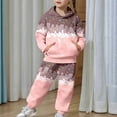 thumbnail image 2 of CAIVO Child Girls Fashion Casual Ice Cream Print Hooded Tracksuits Sweatsuit Long Sleeve Tops And Pants Big Kids Youth Two Piece Outfit Sets With Soft Comfort Fit 12-13 Years, 2 of 8
