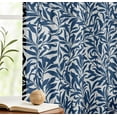 thumbnail image 5 of Vargottam Extra Long Cotton Curtains - 108" Length Drapes for High Ceilings or French Doors - 52"x108", Light Filtering Rod Pocket/Back Tab Drapes, Set of 2 Panels - Leaves Design (Blue), 5 of 8
