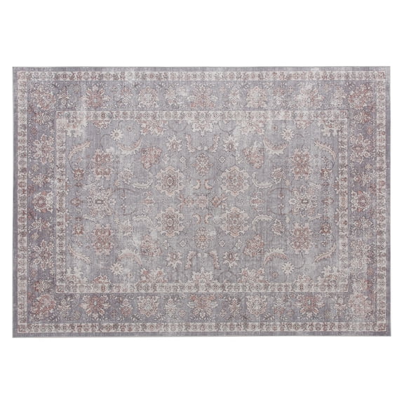 4x6 Area Rug Washable, Non-Slip Flower Rug for Living Room Bedroom, Traditional Floral Carpet Grey Brown