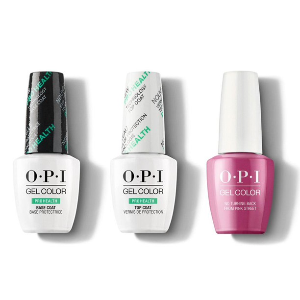 Opi Opi Nail Gel Polish Gelcolor 5oz 15ml 3 Ct Combo Base Top No Turning Back From Pink Street L19 Walmart Com Walmart Com