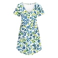 thumbnail image 6 of ZHYou Nightgowns for Women Short Sleeve V Neck Pleated Flowy Sleep Shirts Casual Soft Comfy Printed Sleepwear Dresses Light Blue XL, 6 of 7