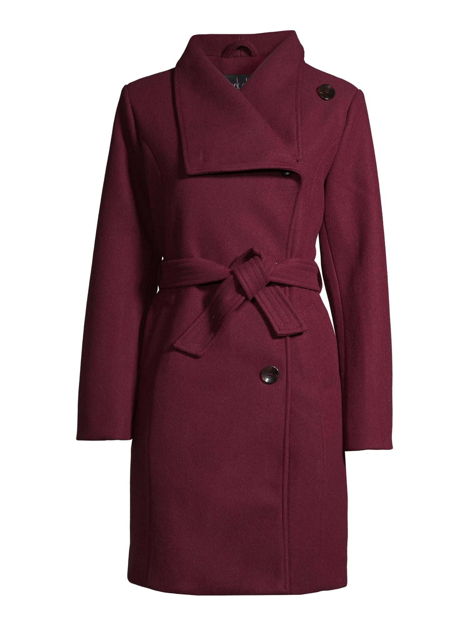 red belted wrap coat