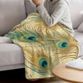 thumbnail image 3 of Peacock Feathers Blanket Soft Cozy Warm Throw Blanket for Couch, Plush Fuzzy Flannel Fleece Blankets for Sofa, Brown Turquoise Vintage Abstract Bed Blankets Lightweight Gifts for Women, 50"x60", 3 of 9