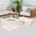 thumbnail image 1 of Cuna y corralito en miniatura a escala 1:12, mini dormitorio, minicuna mecedora blanco, 1 of 10