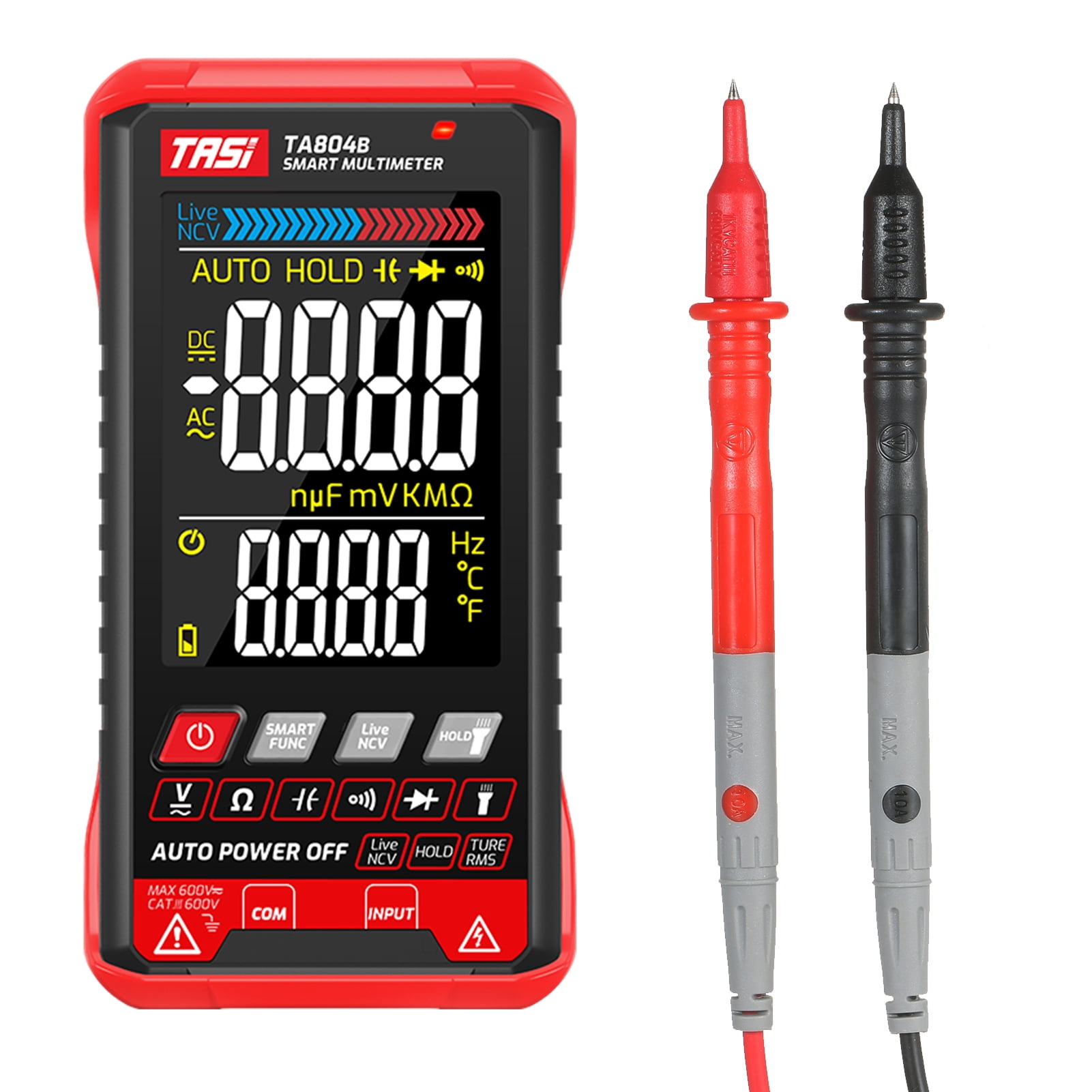 TASI TA804B Digital Multimeter Professional Auto Tester True RMS Multimeter Ultra-Thin Intelligent OHM NCV Voltage Meter Capacitance Diode Tester Auto and Manual Dual Mode