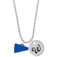 thumbnail image 1 of Delight Jewelry Acrylic 3/4" Royal Blue Megaphone Silvertone Script Initial Disc - W - Charm Necklace, 20"+3", 1 of 4