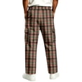 thumbnail image 5 of GrmtClth Plaid Pants for Men Elastic Waist Loose Lounge Checkered Sleepwear with Pockets Red 2XL, 5 of 6