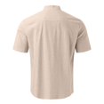 thumbnail image 3 of Designer Spring Summer Men's Casual Solid Color Short Sleeve Shirts Loose Stand Collar Shirts BlouseS, 3 of 4
