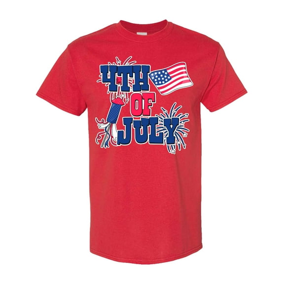 Inktastic 4th of July with Fireworks American Flag and Rocket T-Shirt