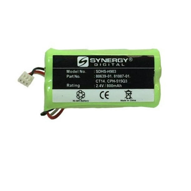 Synergy Digital Batterie de Téléphone Sans Fil Fonctionne avec le Téléphone Sans Fil Plantronics CT-14, (Ni-MH, 2.4V, 750 mAh)