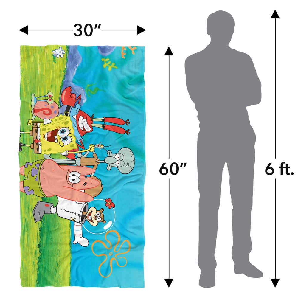 Spongebob Beach Towel, 30"x60", Spongebob Group Scene