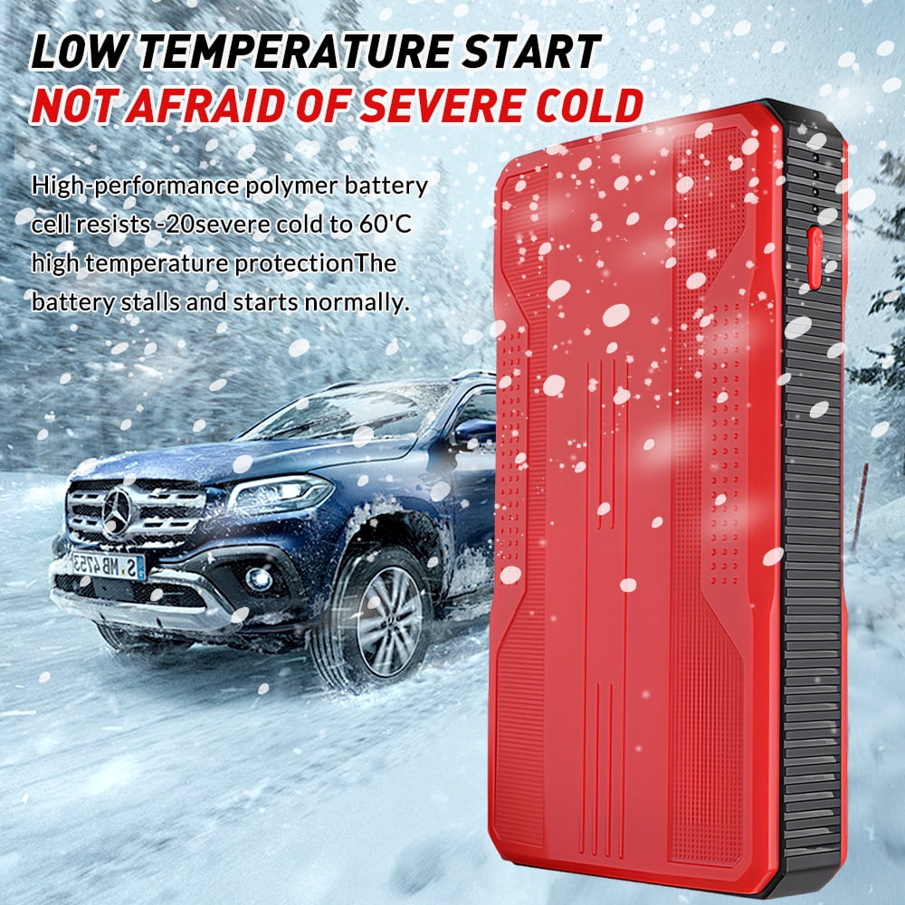 400A Peak 12V Car Jump Starter, 4800mAh Portable Battery Booster Pack with USB Charging Port, LED Flashlight, Emergency Power Bank for Gas Vehicles, Red