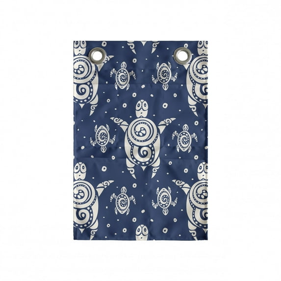 Turtle Hanging Pocket Organizer, Abstract Design Creative Caretta Caretta Designs and Tiny Bubbles, Printed Polyester Storage Bag with Pockets, 14" x 20", Night Blue and Ivory