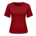 thumbnail image 6 of T Shirts for Women Short Sleeve Solid Color Chest Pad No Steel Rings Bottom Underwear Pajama Red XL, 6 of 6