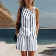 thumbnail image 2 of VBVC Women's Striped 2 Piece Shorts Set,Ladies' Asymmetrical Knot Sleeveless Top and Shorts,Casual Summer Beach Travel Outfit For Women,White,S-2XL, 2 of 9