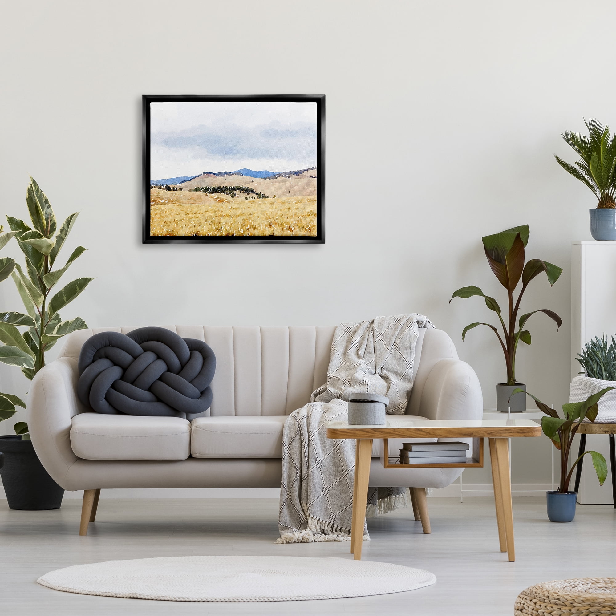 Stupell Grassy Plateau Vasty Countryside Landscape Painting Black Floater Framed Art Print Wall Art