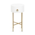 thumbnail image 1 of Kate and Laurel Decklyn Decorative Glam Round Side Table, 14 x 14 x 24, White and Gold, Modern Circle Living Room Table with Pull Drawer for Useful Storage, 1 of 9