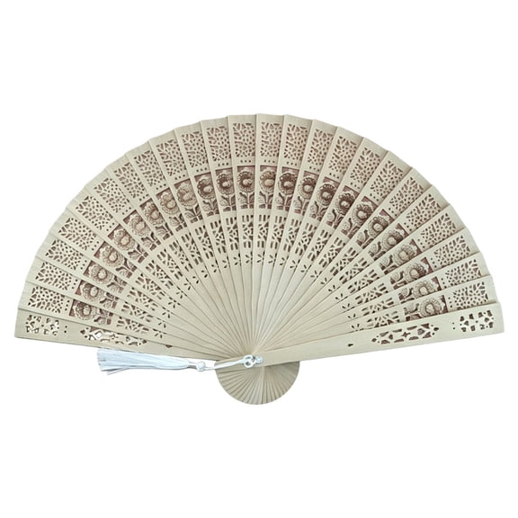 UYUH Carved Wooden Hand Fan,Wooden Folding Fans Handheld Vintage Wood Hand Fan Foldable Chinese Sandalwood Fans with Tassels for Women Wedding Favors Party Gift