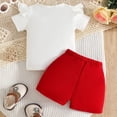 thumbnail image 6 of Karoyedx Baby Girl Spring Clothes Toddler Baby Girls Summer Clothes Smocked Short Sleeve T-Shirt Tops Ruffled Short Sets Cute Outfits 2Pcs Red Size,2-3 Years, 6 of 8