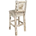 thumbnail image 2 of Montana Collection Barstool w/ Back, w/ Laser Engraved Bear Design, Ready to Finish, 2 of 10