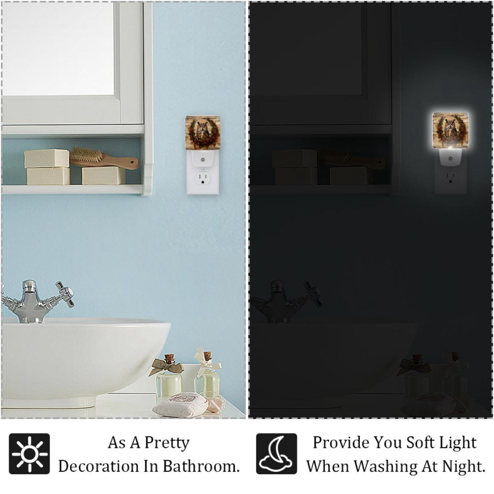PhooArto Vintage Owl on Wood Plug in LED Night Light Auto Sensor Dusk to Dawn Decorative Night for Bedroom, Bathroom, Kitchen, Hallway, Stairs, Baby's Room, Energy Saving