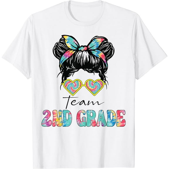 Team Second 2nd Grade Girl Messy Bun Back To School Funny T-Shirt