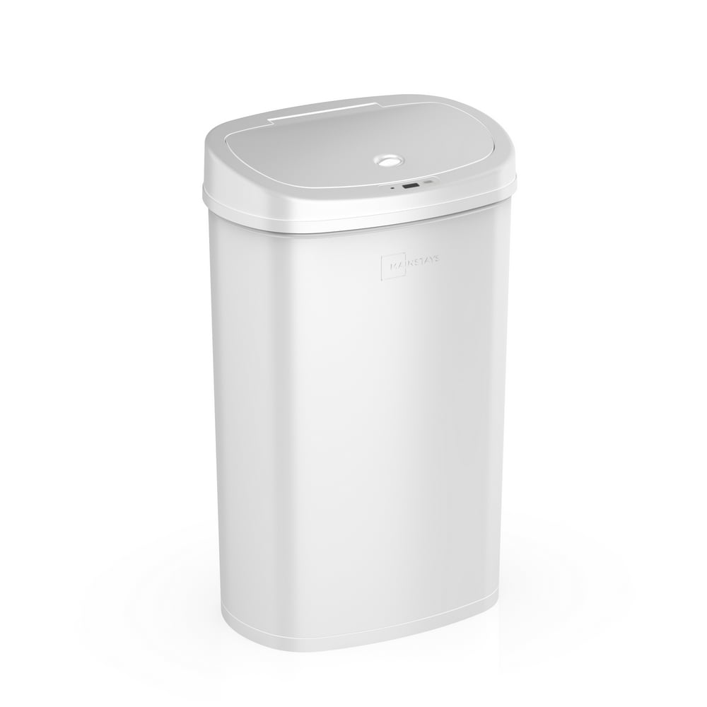 Mainstays, 13.2 Gal/50 L Motion Sensor Trash Can, White Stainless Steel