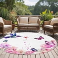 thumbnail image 4 of Large Round Rug 8Ft Washable Non-Slip, Pink Flower Circle Area Rugs for Living Room Bedroom, Spring Floral Butterflies Elegant Pastoral Birds Indoor Floor Mats Carpet Runner for Home Decor, 4 of 8