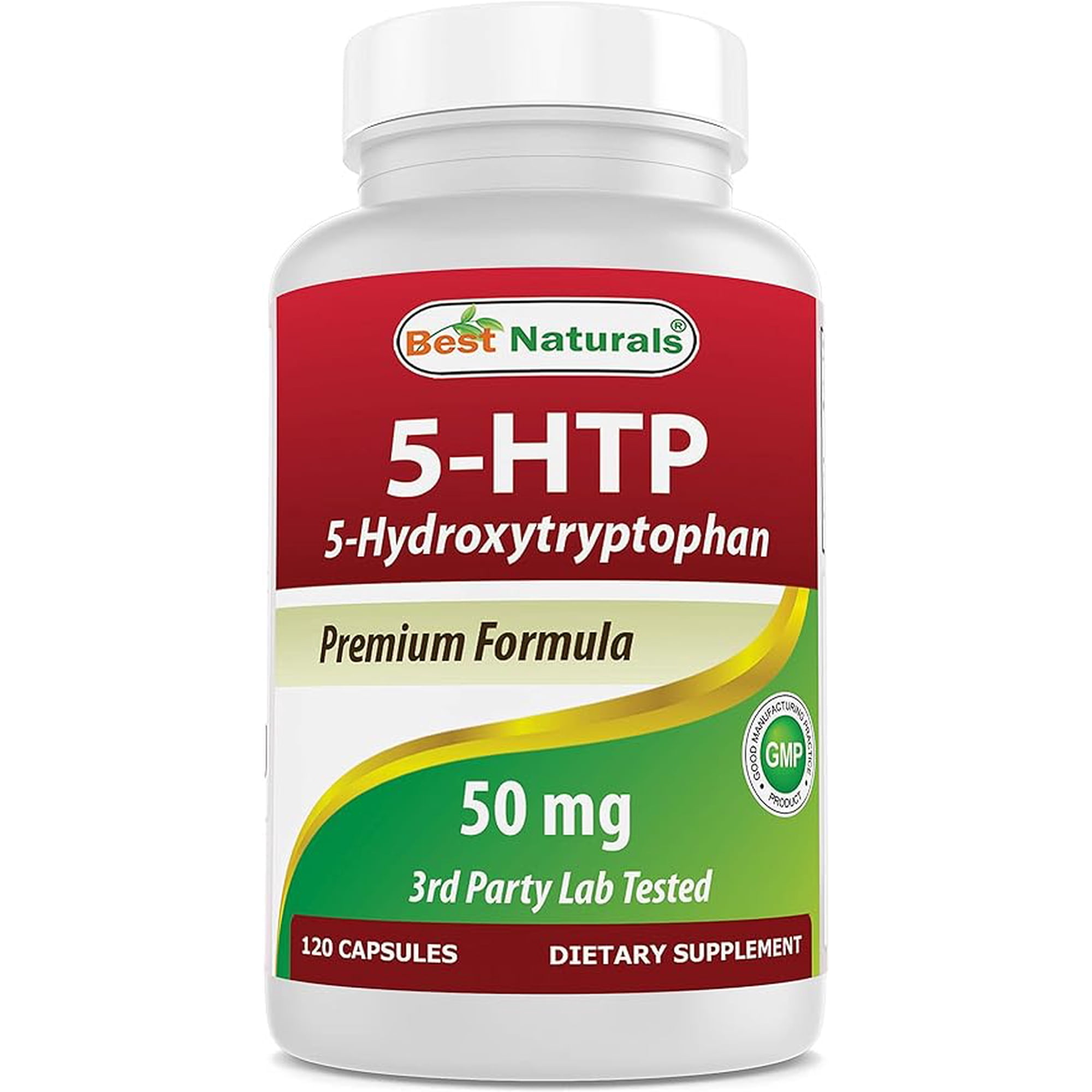 Best Naturals 5-HTP 50 mg Gluten-Free Amino Acid Supplements, 120 Count