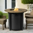 thumbnail image 5 of 30" Propane Fire Pit Table with Wood Grain Finish, 50,000 BTU Round Steel Design for Patio & Backyard, Black, 5 of 14