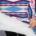thumbnail image 3 of Oversized Wearable Blanket Hoodie,Pink and Teal Triangular and Rectangular Geometric Boho Sherpa Blanket Hoodie with Super Pockets,Super Warm Fuzzy Pullover for Women & Men, 3 of 6