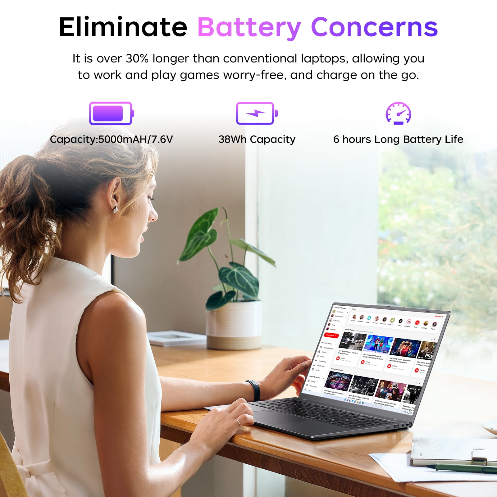 RNRUO 15.6" Laptop Computer, 12GB DDR5 512G SSD, Intel N95 Quad-Core, Fingerprint Backlit KB, 1080 FHD Display Office 2024 WiFi 6 BT5.3, Windows 11 for Student, Business, Home Office