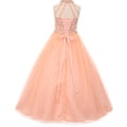 thumbnail image 2 of Big Girls' Dazzling Halter Rhinestones Junior Bridesmaid Pageant Flower Girl Dress Royal 8 (C50C51C), 2 of 4