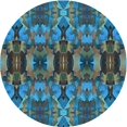 thumbnail image 1 of Ahgly Company Tapis Rond Lavable en Machine Intérieur Transitionnel Bleu Foncé Gris Bleu, 7 Pieds Rond, 1 of 7
