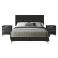 thumbnail image 2 of Castle Place Luxurious Crystal Velvet Upholstered Queen Bed With 2 Nightstands, Black, 2 of 7