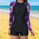 thumbnail image 5 of TaTaai Women Full Zip Long Sleeve One Piece Surfing Wetsuit Printed Modest Diving Swimsuit Stretch Ladies Beach Sports Vacation Wear UV Protection Comfortable Swimwear Gift, 5 of 7