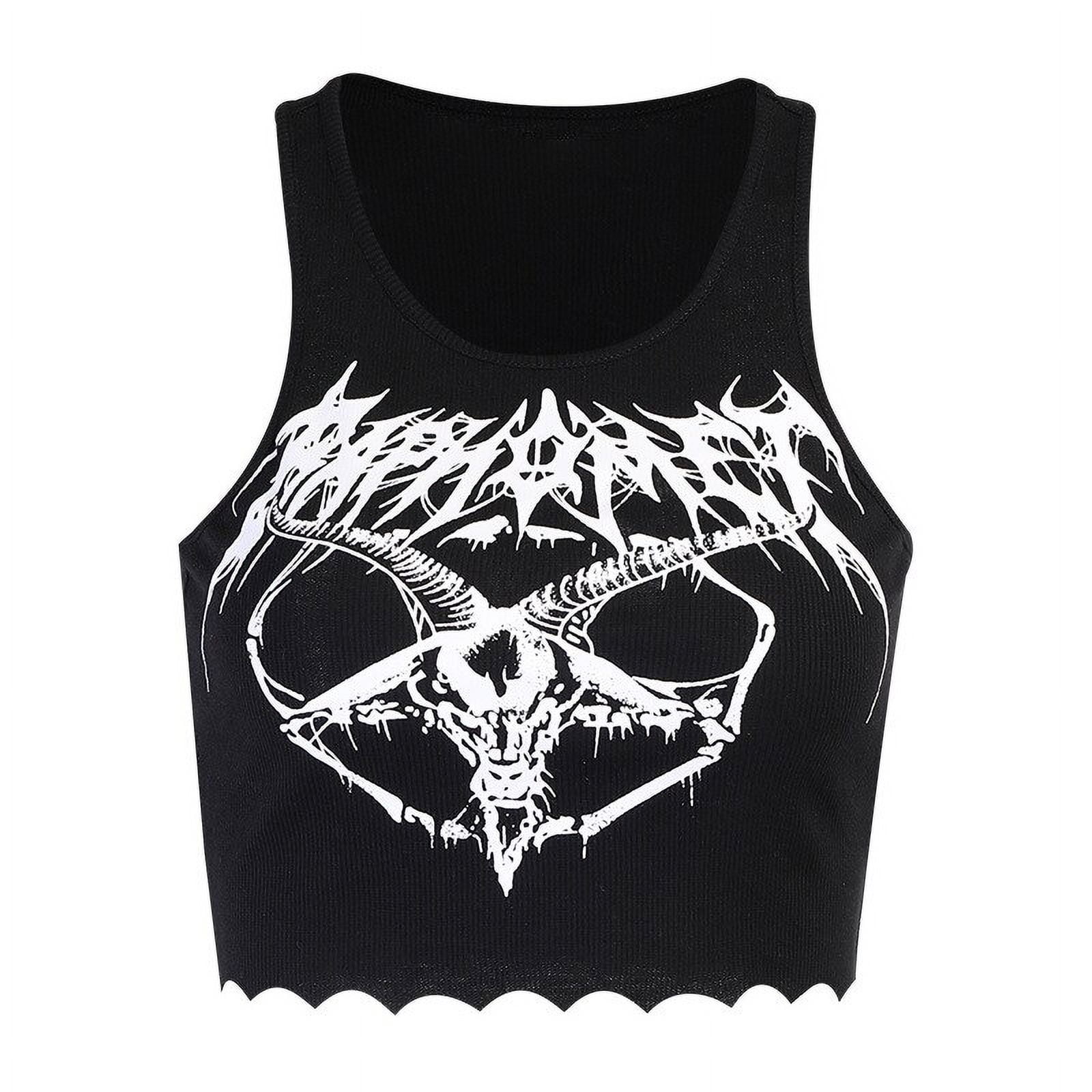 YCNYCHCHY Gothic Knitted Punk Black Tank Tops Mall Goth